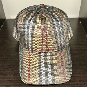 Burberry Black and Tan Mesh Checkered Hat